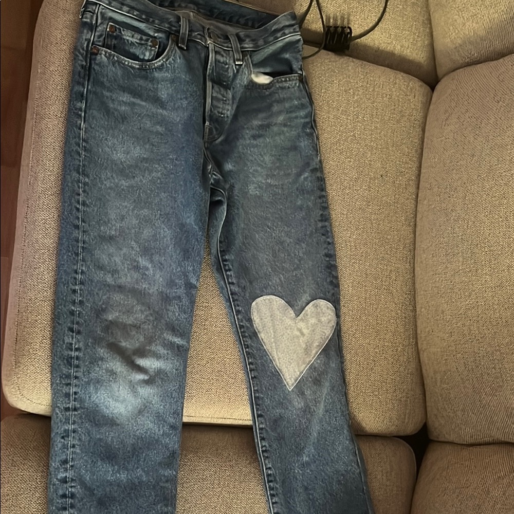 Levi's Blue Jeans with Heart Patch - Picture 1 of 3